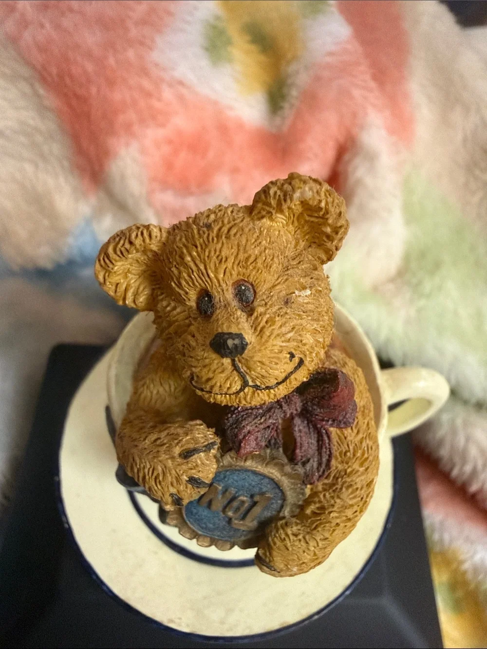 BOYDS BEARS No.1 Teddy Bear in Teacup Figurine - Brown & Cream